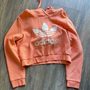 Adidas Women's Striped Orange Hoodie